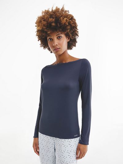 Calvin Klein Ruhák HU771532 | Calvin Klein Icon Női Pizsama Felsők Sötétkék